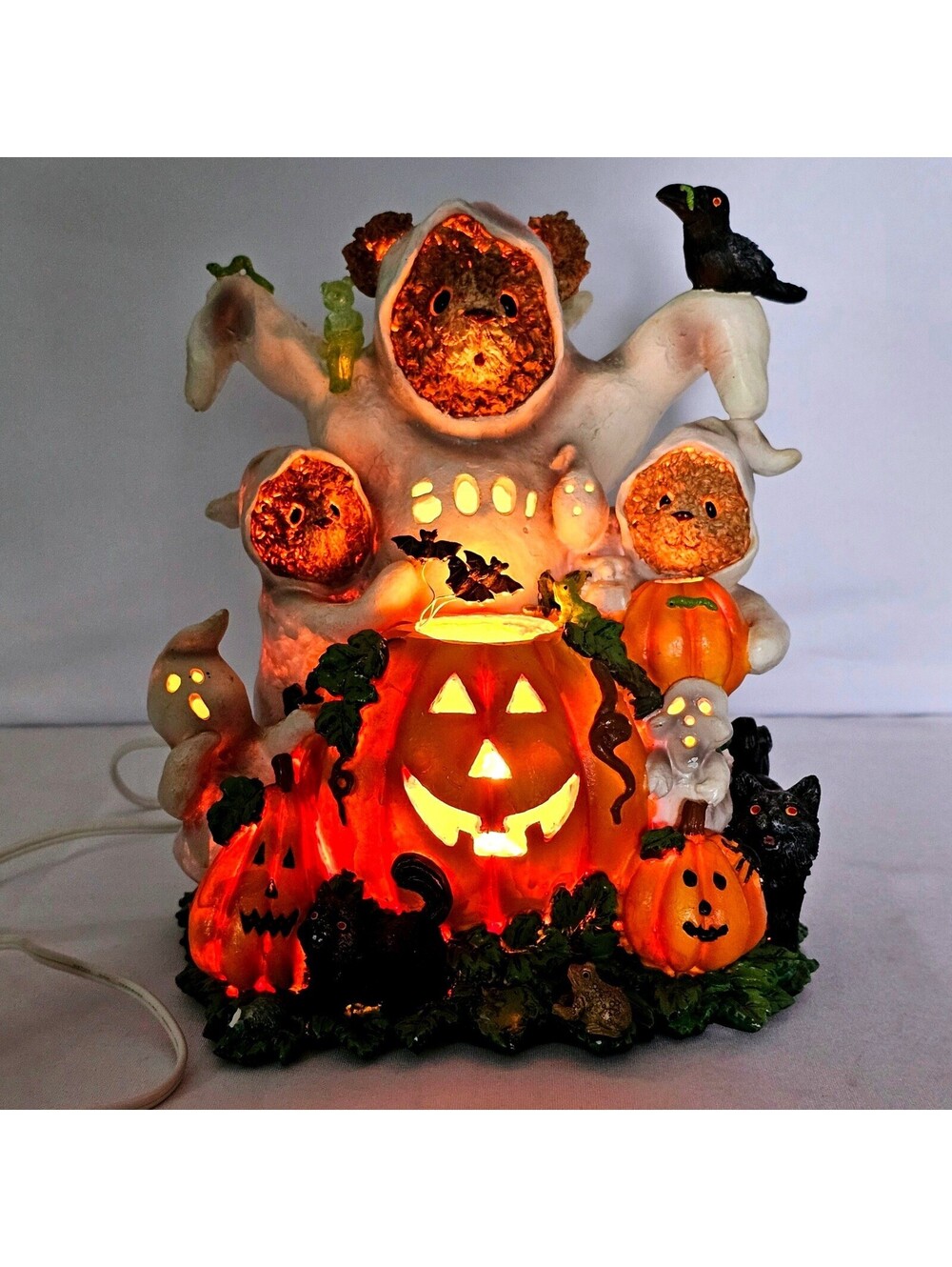 Michaels Halloween Lighted Teddy Bear Ghost Pumpkin Figurine Decoration 208995
